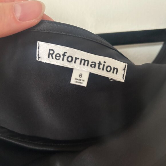Reformation Alanis Silk Dress Black - Size 6 - Picture 8 of 8